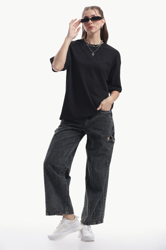 BLACK PLANE OVERSIZED T SHIRT WOMEN