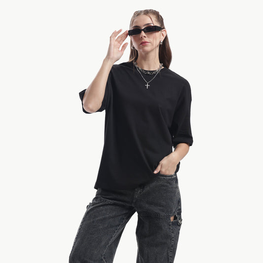 BLACK PLANE OVERSIZED T SHIRT WOMEN