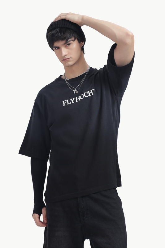BLACK PIGMENTED RISK IT T SHIRT FLY FEARLESS EDITION
