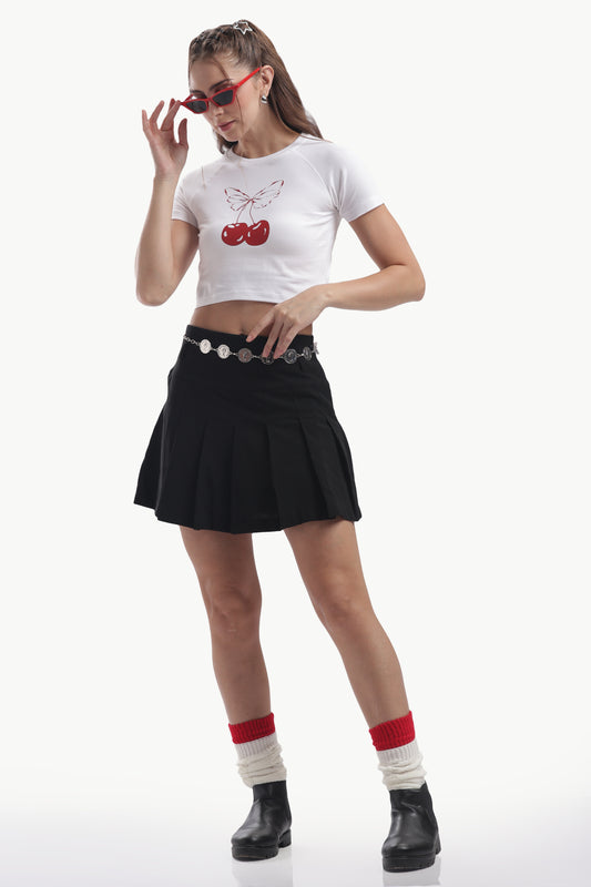 CHERRY FLYING WHITE BABY TEE REGLAN